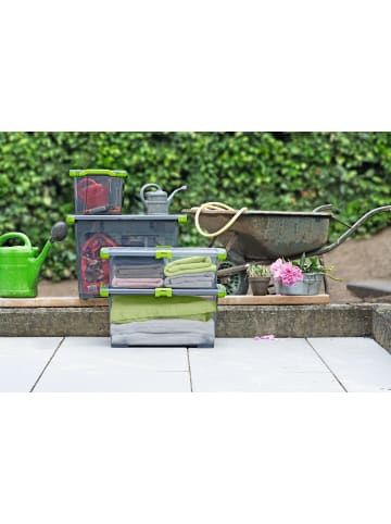 Rotho Evo Total Protection 65l Kiste mit Deckel und Räder in Anthrazit & Grün