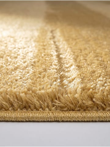 KADIMA DESIGN Teppich rund Uni rutschhemmend weich wohnlich Wohnzimmer Schlafzimmer in Gold