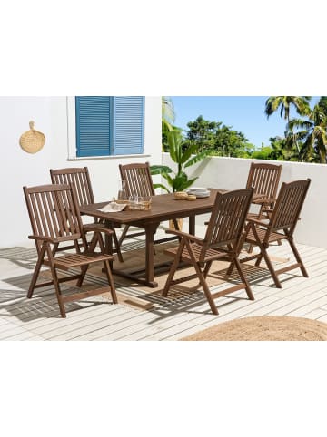 Beliani 7-tlg Gartentisch Set AMANTEA in Braun