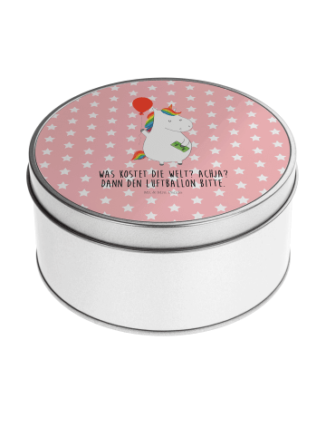 Mr. & Mrs. Panda Dose Einhorn Luftballon mit Spruch in Rot Pastell