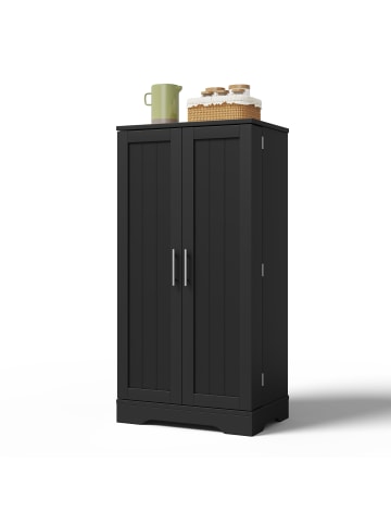 ABRIHOME Küchenschrank mit LED Sensorlicht und großem 2-türigen Stauraum in Schwarz