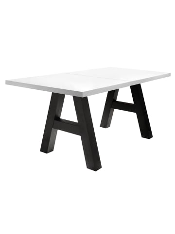 58 aufm Kessel ESSTISCH ausziehbar Elia 7 140x90x75 Esszimmertisch Schwarzstahl/Weiß