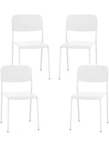 COSTWAY 4er Set Esszimmerstühle in Weiß