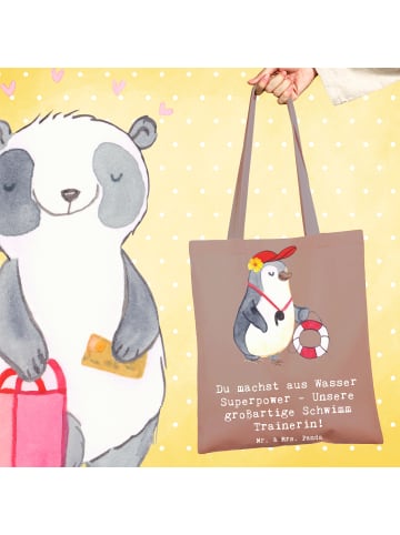 Mr. & Mrs. Panda Tragetasche Superpower Schwimmen Trainerin mit ... in Braun Pastell