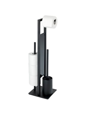 Wenko Rack für Papier und WC-Bürste Rivalta schwarz in Schwarz, 18 x 70 x 23 cm