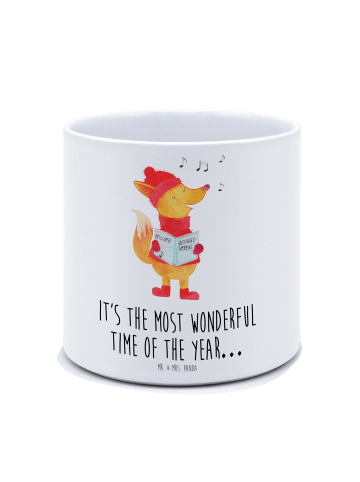 Mr. & Mrs. Panda Pflanzkübel Groß Fuchs Sänger mit Spruch in Weiß