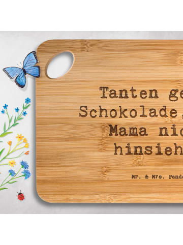Mr. & Mrs. Panda Schneidebrett Spruch Tante Schokolade mit Spruch in Braun
