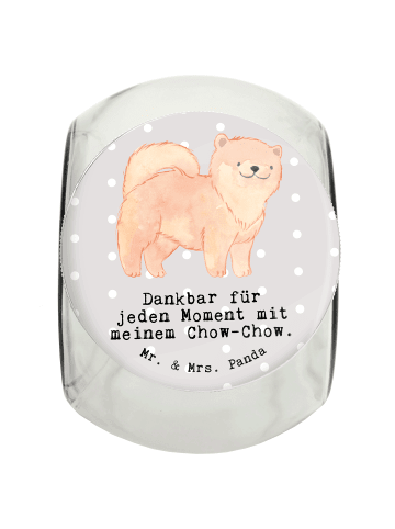 Mr. & Mrs. Panda Leckerli Glas Chow-Chow Moment mit Spruch in Grau Pastell