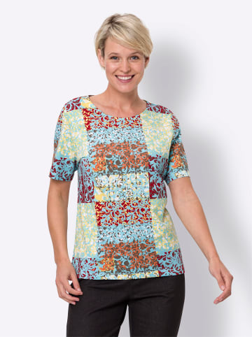 Sieh an! Kurzarm-Shirt in zitrone-aquamarin-bedruckt