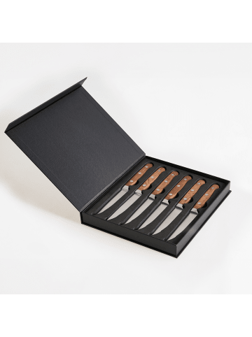 Beliani 7-tlg Küchenmesser-Set NAGANO in Braun