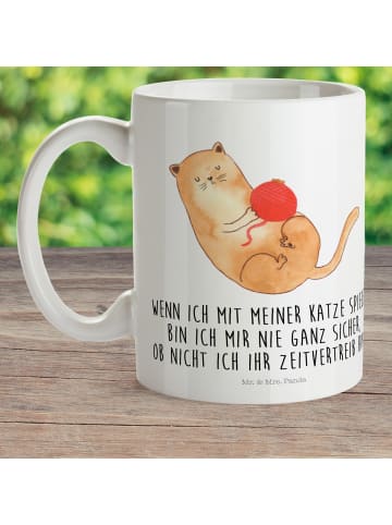 Mr. & Mrs. Panda Henkelbecher Katze Wolle mit Spruch in Weiß