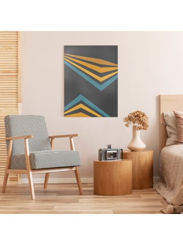 WALLART Leinwandbild - Parallelecken in Gelb und Blau in Grau