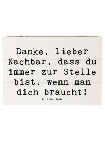 Mr. & Mrs. Panda Holzkiste Spruch Danke Nachbar mit Spruch in Weiß