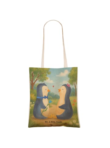 Mr. & Mrs. Panda Shopper Pinguin Pärchen Design ohne Spruch in Weiß