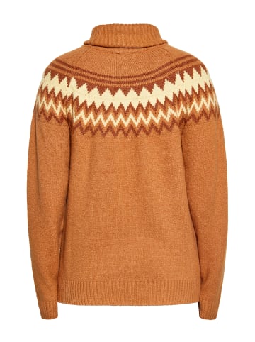 IZIA Damen Strick Pullover in Kamel Mehrfarbig
