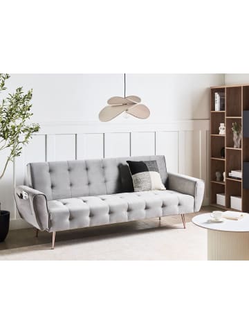 Beliani Schlafsofa SELNES in Grau/Kupfer - (W) 212 x (H) 85 x (L) 84 cm