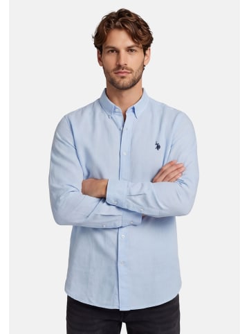 U.S. Polo Assn. U.S. POLO ASSN. Herren Leinenmix Hemd Button-Down P049 in Hellblau