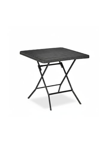 relaxdays Gartentisch "Holzoptik" in Schwarz - (B)78 x (H)74 x (T)78 cm