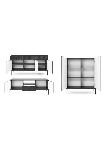 Feldmann-Wohnen Wohnzimmer-Set Nova Schwarz / Schwarz 3-teilig
