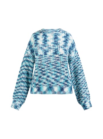 myMo Damen Strickpullover in Blau Mehrfarbig