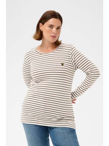 KAFFE curve Langarm-Shirt KClia Regular fit in Chalk/Morel - Green Heart