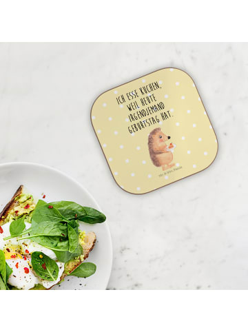 Mr. & Mrs. Panda Tassen Untersetzer Igel Kuchenstück mit Spruch in Gelb Pastell