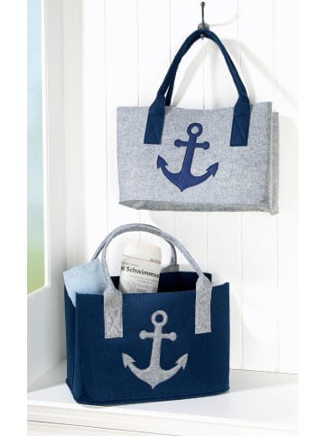 GMD Living 2er Set Filztasche Ankermotiv in Blau & Grau