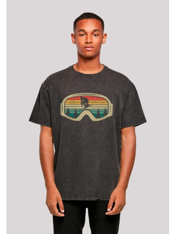 F4NT4STIC Oversize T-Shirt Retro Skibrille Wintersport in schwarz