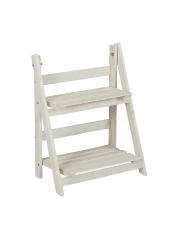relaxdays Blumentreppe in Weiß - (B)41 x (H)51 x (T)25 cm