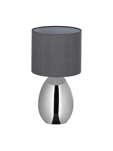 relaxdays Tischlampe in Silber/ Grau - (H)33,5 x Ø 18 cm