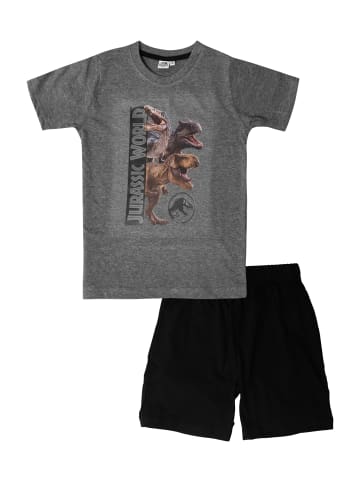 United Labels Jurassic World Schlafanzug Pyjama Set Kurzarm in grau/schwarz