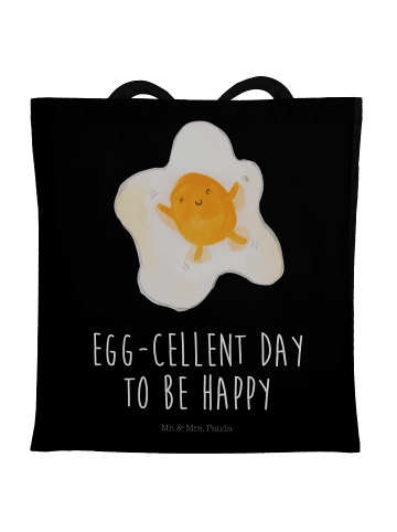 Mr. & Mrs. Panda Umhängetasche Spiegelei Ei mit Spruch in Schwarz
