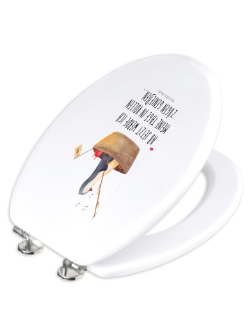 Mr. & Mrs. Panda Toilettendeckel Pinguin Angelboot mit Spruch in Weiß