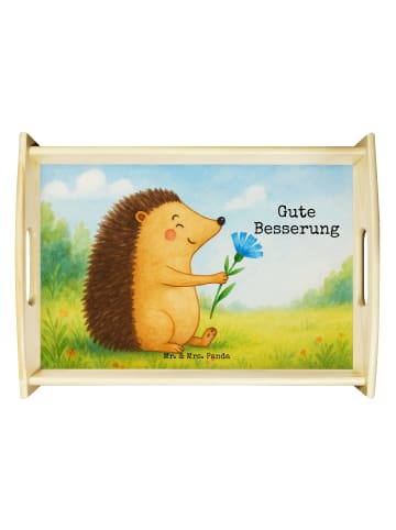 Mr. & Mrs. Panda Servier Tablett Igel Blumen Design mit Spruch in Weiß