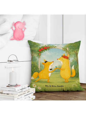 Mr. & Mrs. Panda Couch Kissen Füchse Hochzeit Design ohne Spruch in Weiß