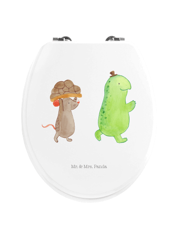 Mr. & Mrs. Panda Toilettendeckel Schildkröte Maus ohne Spruch in Weiß