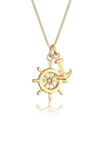 Elli Halskette 925 Sterling Silber Anker, Steuerrad in Gold