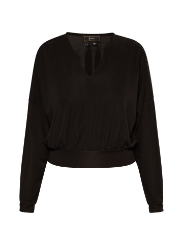 faina Cropped Langarm-Shirt in Schwarz