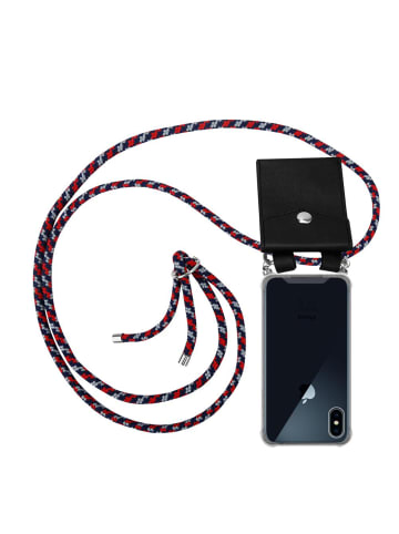 cadorabo Handykette für Apple iPhone X / XS Hülle in ROT BLAU WEIß