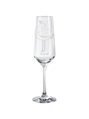 Mr. & Mrs. Panda Champagnerglas Flamingo Stolz ohne Spruch in Transparent