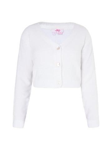 myMo Cropped Strickjacke in Weiss