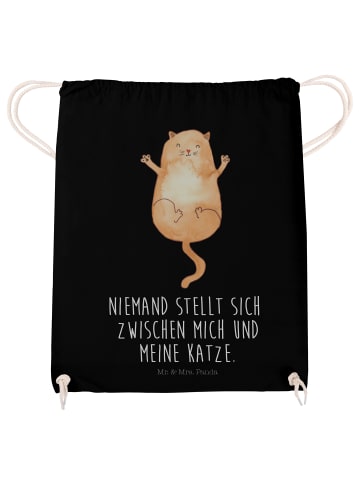 Mr. & Mrs. Panda Jutebeutel Katze Umarmen mit Spruch in Schwarz