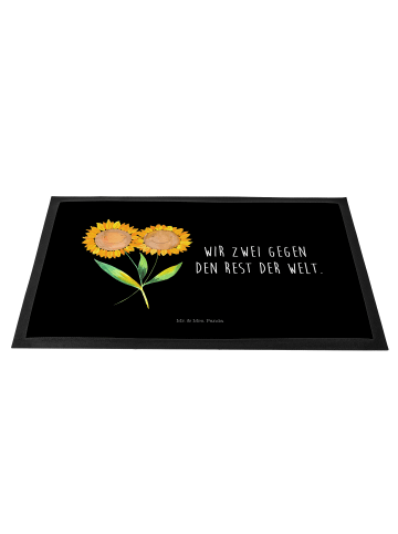Mr. & Mrs. Panda Fußmatte Blume Sonnenblume mit Spruch in Schwarz