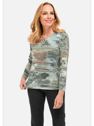 GOLDNER Kurzgröße:  Leichtes Druckshirt mit Allover-Design in salbei / gemustert