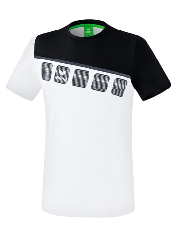 erima 5-C T-Shirt in weiss/schwarz/dunkelgrau