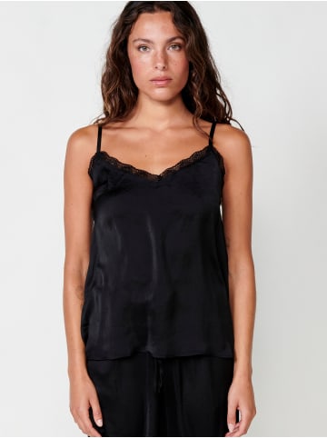 KOROSHI SLEEVELESS PRINTED BLOUSE in SCHWARZ