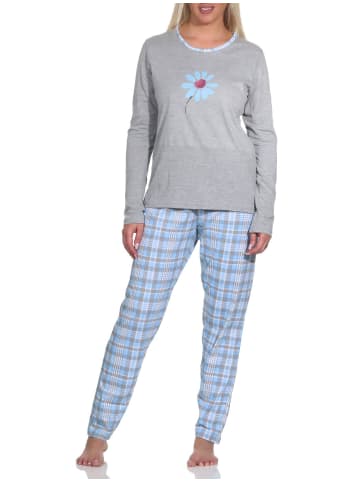 NORMANN Pyjama langarm Schlafanzug KaroMuster - 74735 in hellblau