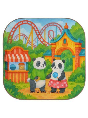 Mr. & Mrs. Panda Flaschenuntersetzer Pandas Freizeitpark besuche... in Weiß