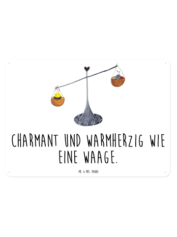Mr. & Mrs. Panda Blechschild Sternzeichen Waage mit Spruch in Weiß