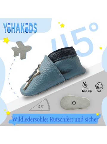 Yihakids Baby Krabbelschuhe aus Leder, weiche Lauflernschuhe mit rutschfester Sohle 